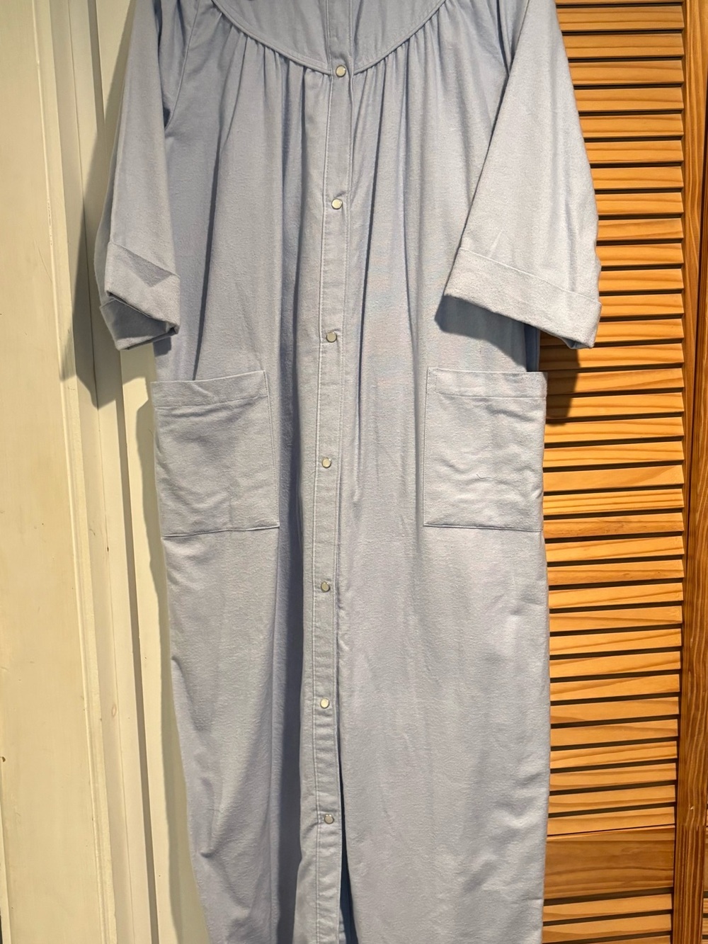 Vermont Country Store Blue Snap Front Duster Robe Housecoat Peter Pan Collar 2X